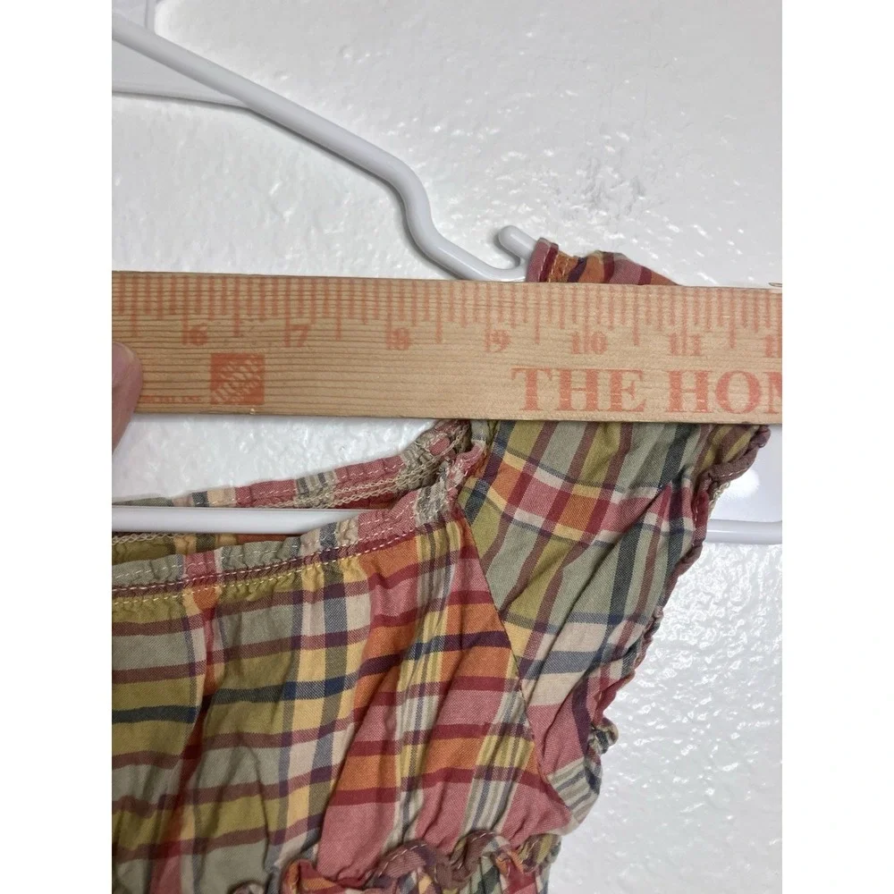 Ralph Lauren Toddler Girls Plaid Cottagecore Dainty Ruffle Button Up Dress 24M